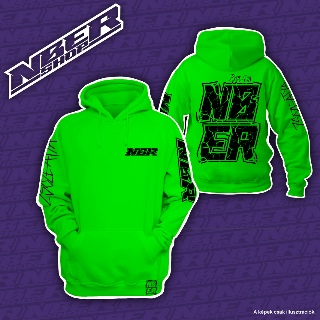 NBER - Neon Zöld - Kapucnis Pulóver
