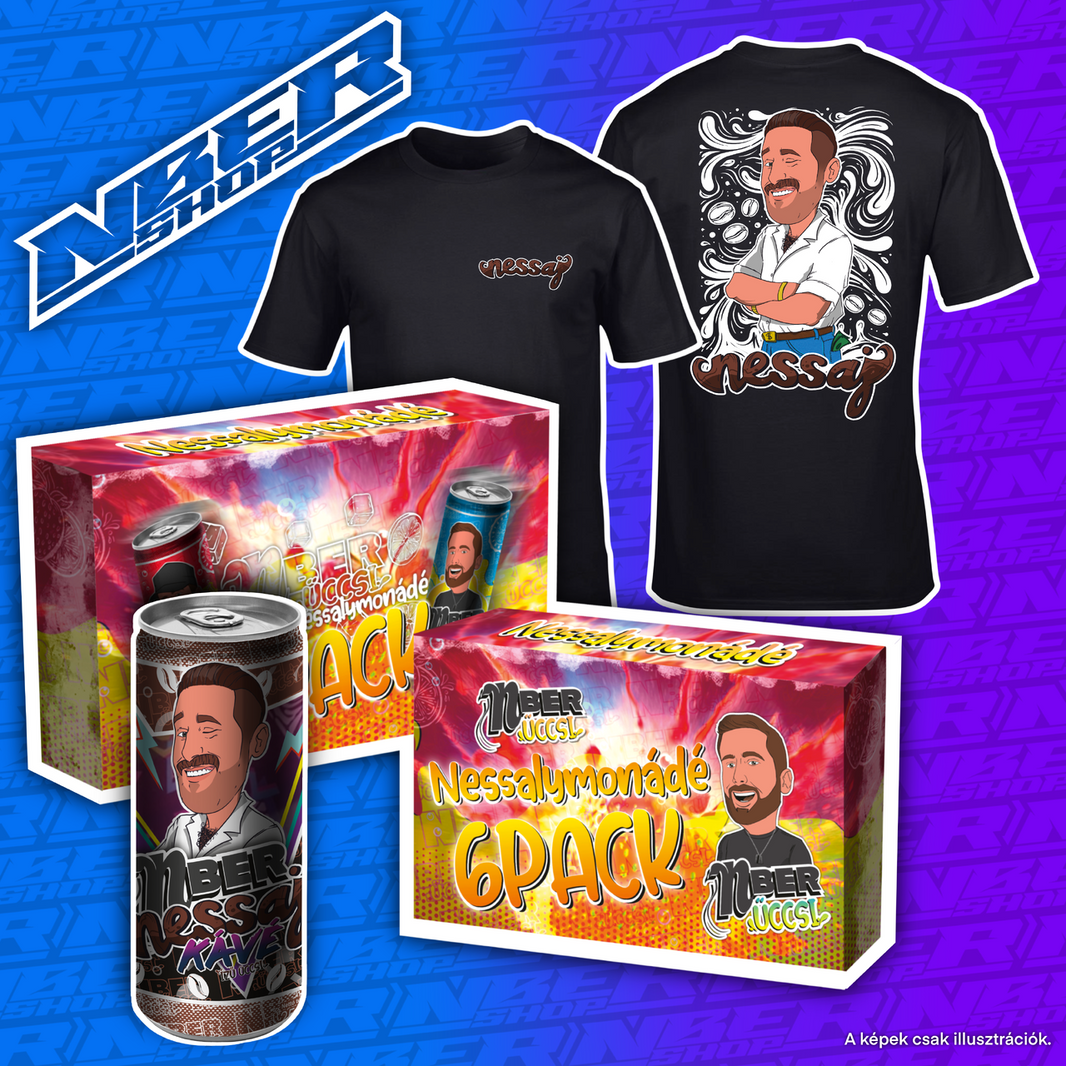 NBER- Nessaj Kávé Üdítőital 6-os pack + Nessaj Bajusz póló